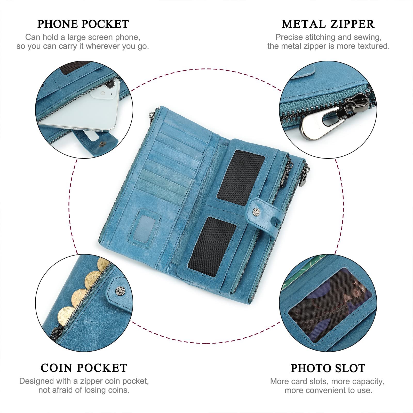 Гаманець CONTACTS RFID Блакитний, фото №4
