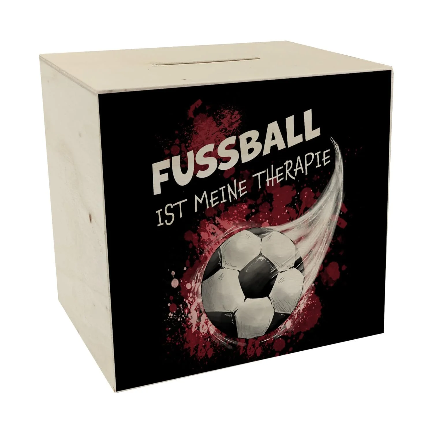 Скарбничка дерев'яна Football is My Therapy з футбольним мотивом, фото №1