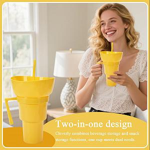 Стакан для напитков и снеков с соломинкой Popcorn с ручкой synthetic.ua - Фото 1