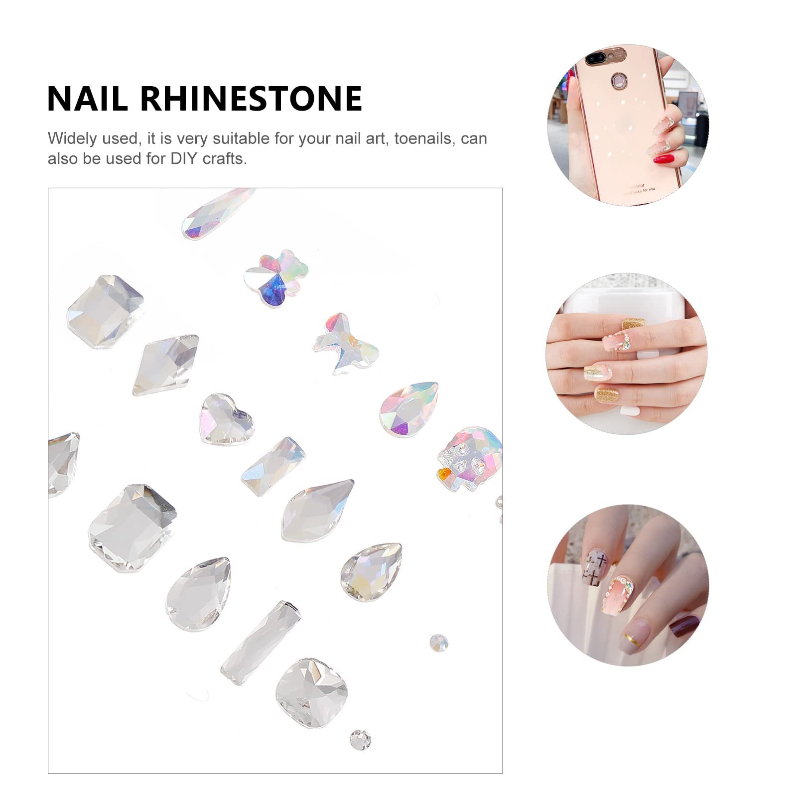 Стрази для нігтів Lurrose, кристали, плоскі , коштовності, DIY проєкти, фото №6