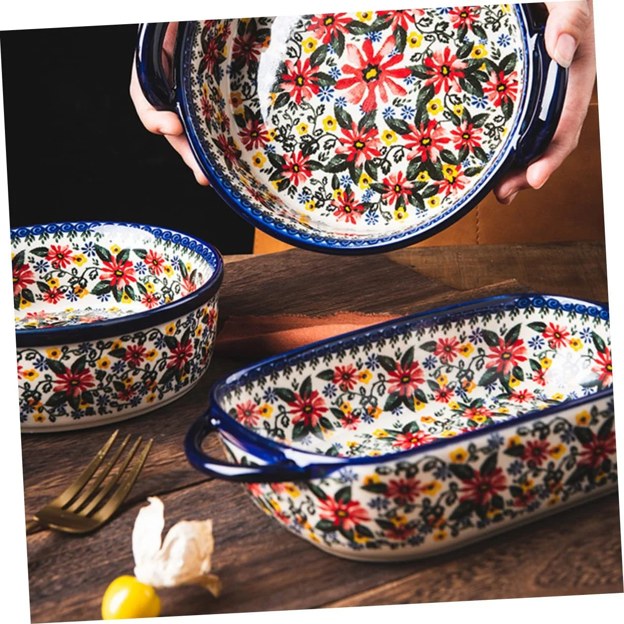 Форма для випікання керамічна велика з ручками для лазаньї та гратену., фото №3