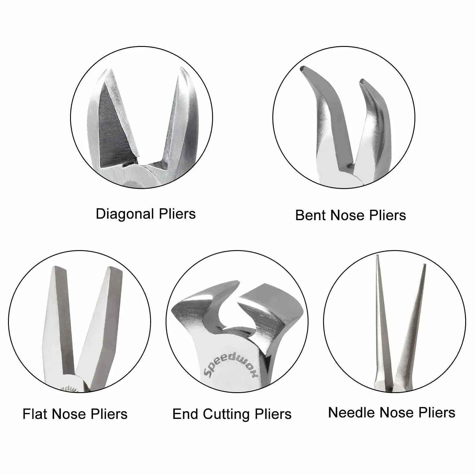 Набор мини-плоскогубцев SPEEDWOX 5 шт с чехлом + торцевые кусачки, плоскогубцы, изогнутые плоскогубцы, диагональные плоскогубцы, плоскогубцы с игольчатыми носами для рукоделия, ремонта, фото №5