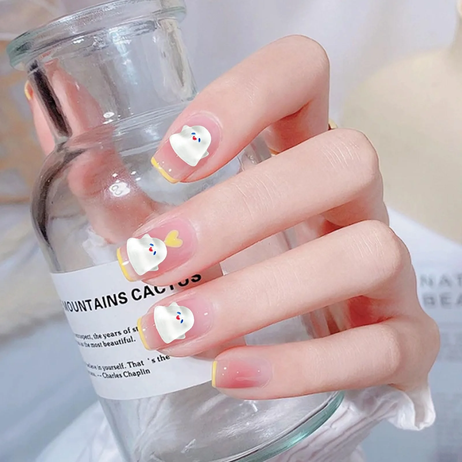 3D Хэллоуин украшения для ногтей, набор 100 шт, белые украшения для ногтей, акриловые украшения в виде привидения для дизайна ногтей, ювелирных изделий, аксессуаров, DIY изделий, фото №6