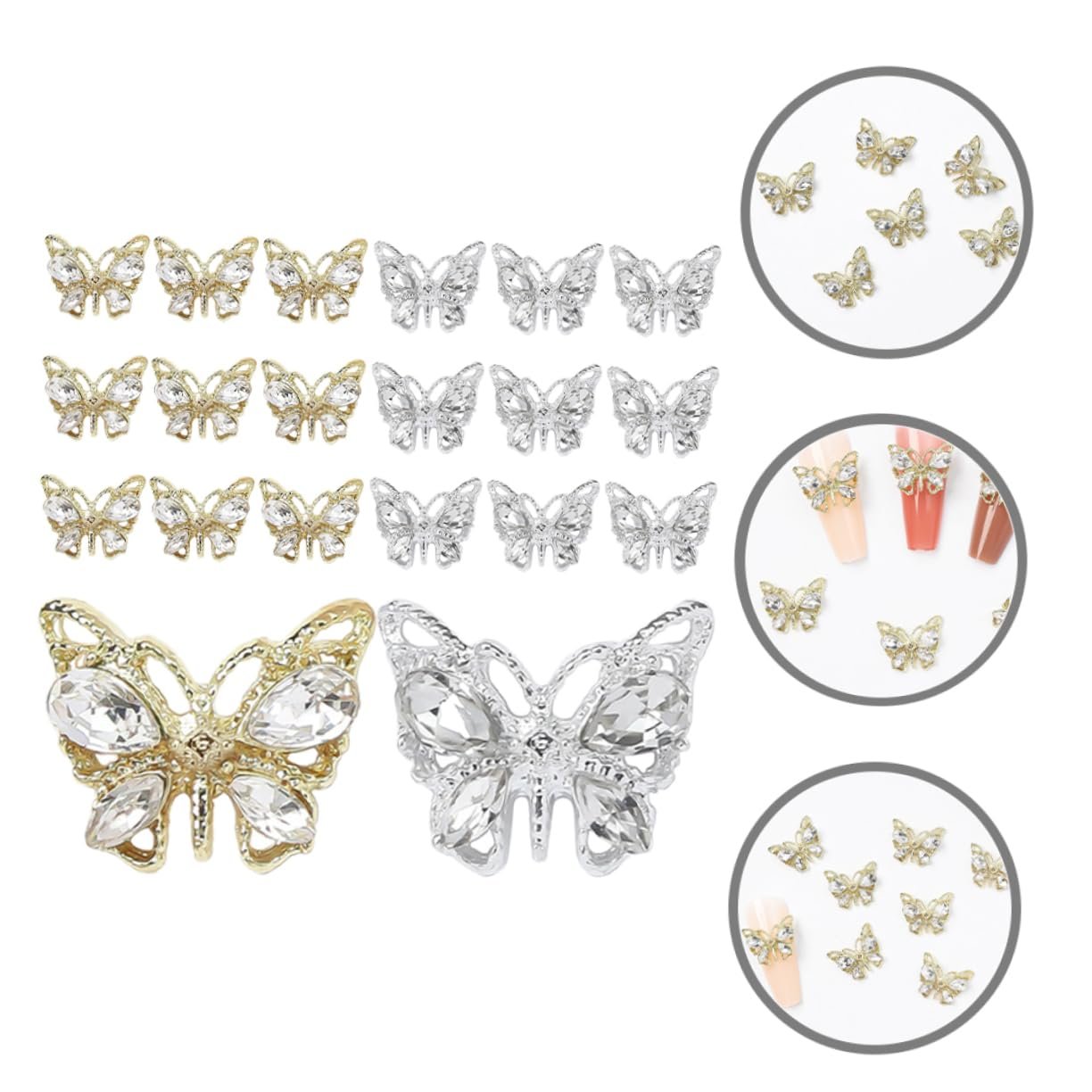 Подвески для ногтей Бабочки, 20 шт, фото №8