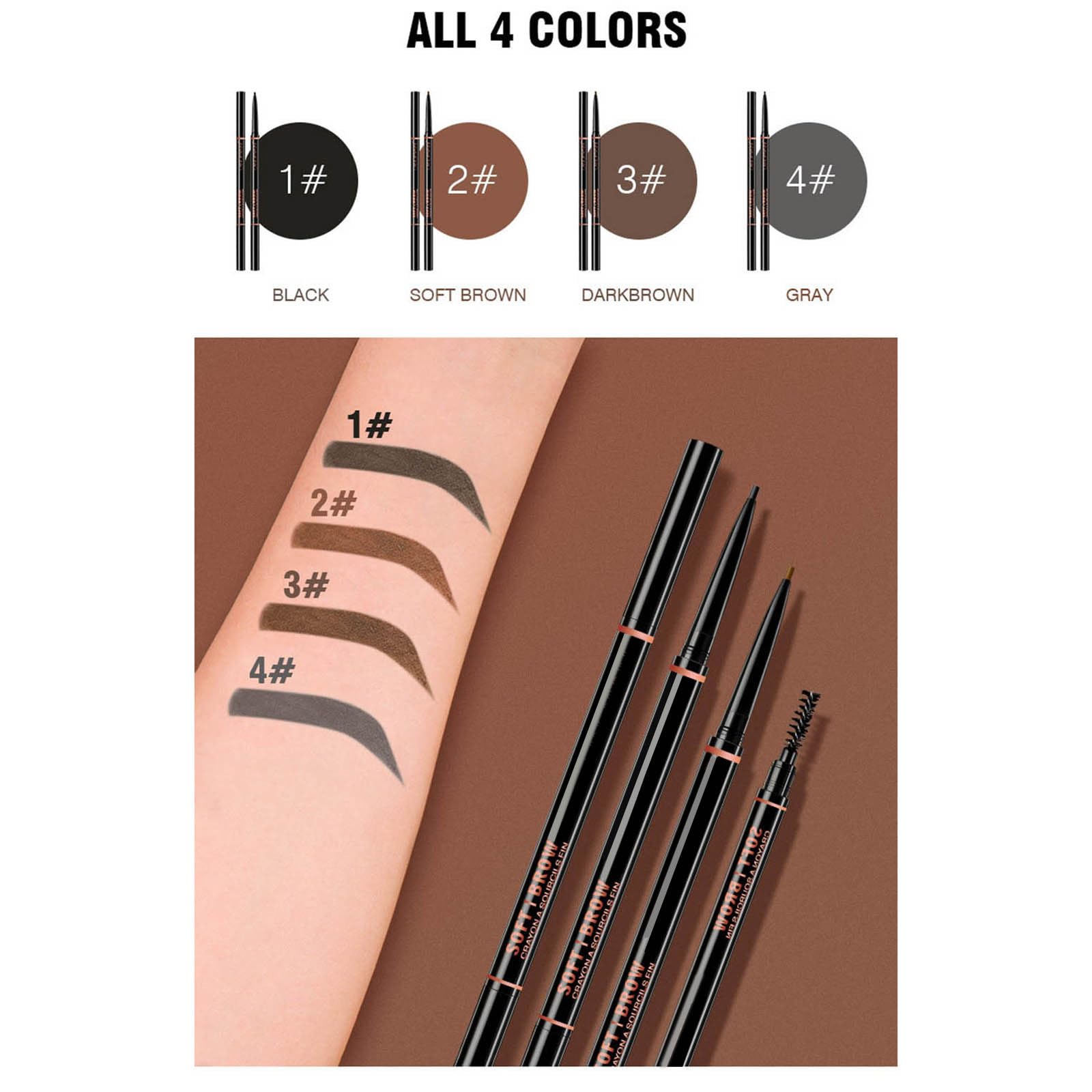 Двосторонній олівець для брів Precision Eyebrow Pencil водостійкий довготривалий, фото №3