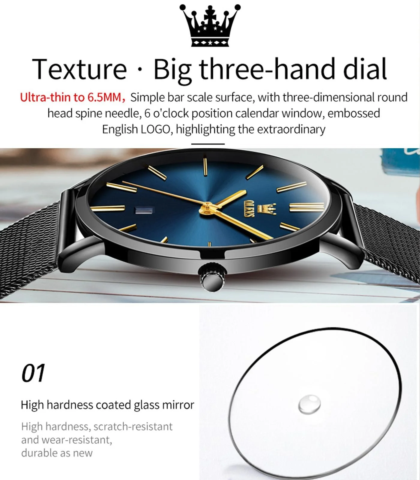 Часы кварцевые парные OLEVS 5869 Черный циферблат + белый циферблат Классический, фото №5