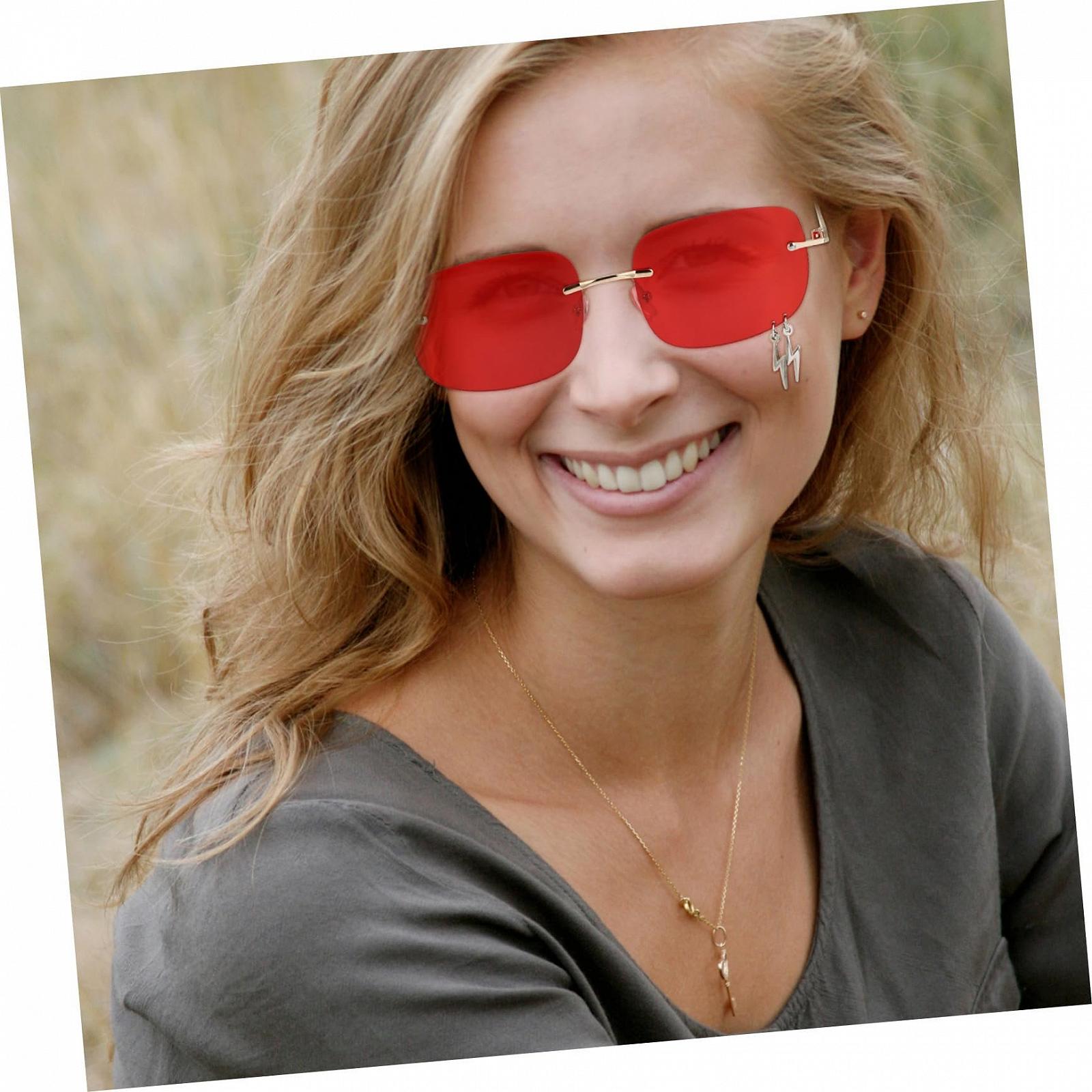 Сонцезахисні окуляри LIFKOME 2 шт, без оправи, тоновані, червоні, фото №4