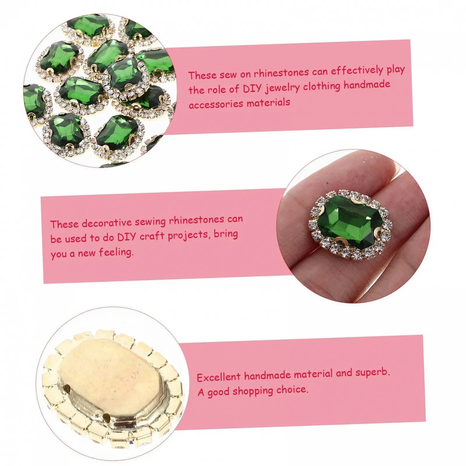 Стрази Набір 20 шт. Зелений Скло, фото №6