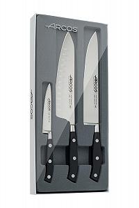 Набір ножів Arcos Riviera 3 предмети: монтажний ніж, Santoku, ніж шеф-кухаря, нержавіюча сталь Nitrus, руків'я Polyoxymethylene (POM), чорний - Фото 1