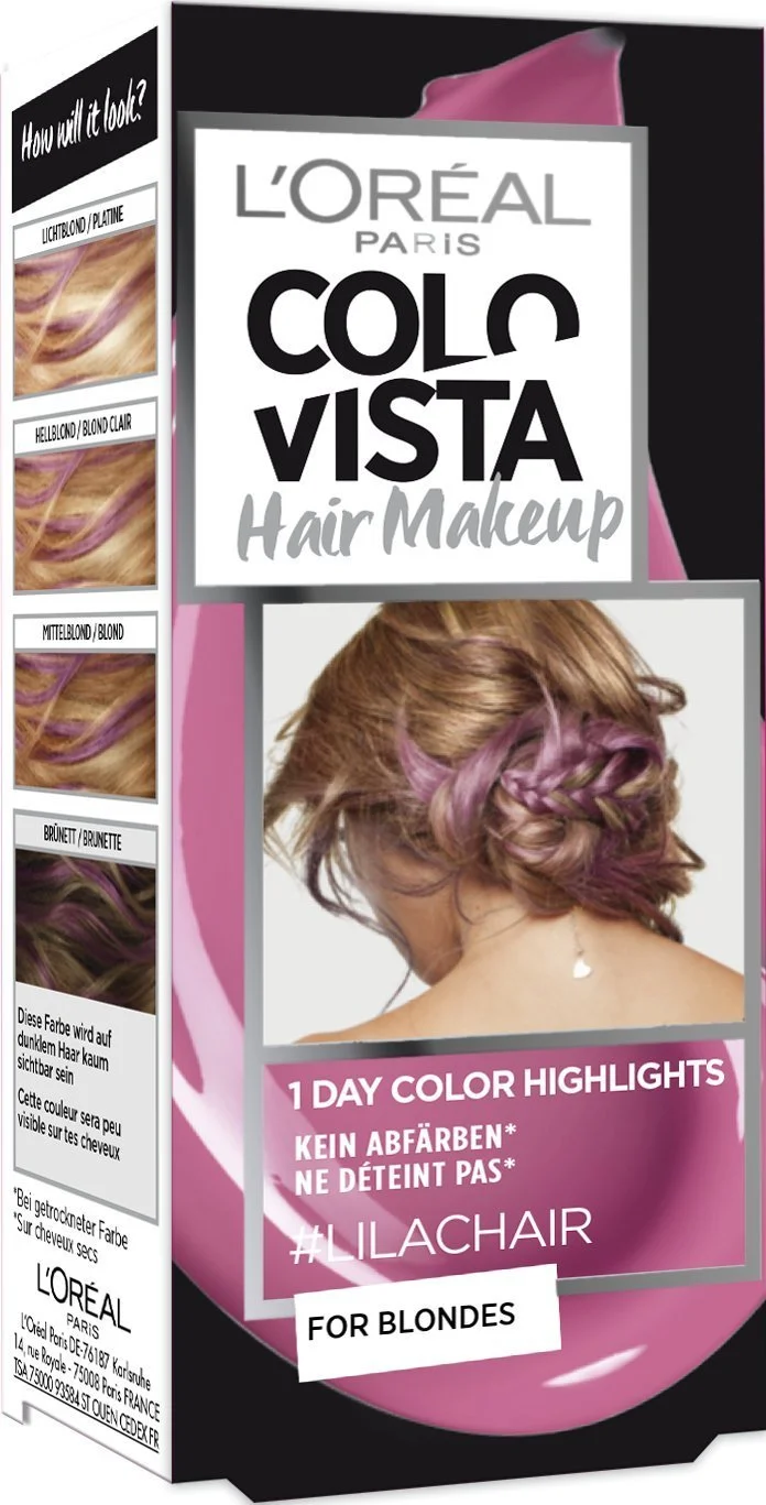 Фарба для волосся L'Oréal Paris Colovista Hair Makeup 1-Day Colour Highlights 4 Lilachair, фото №1 Фарба для волосся L'Oréal Paris Colovista Hair Makeup 1-Day Colour Highlights 4 Lilachair, фото №1