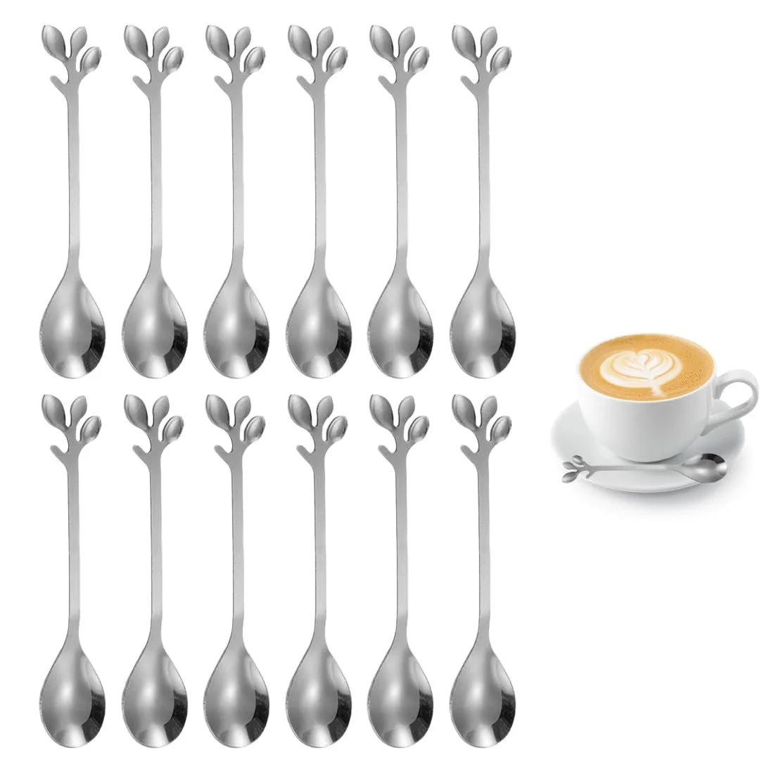 Ложка для кави та мокко, 12 штук, з нержавіючої сталі, фото №1