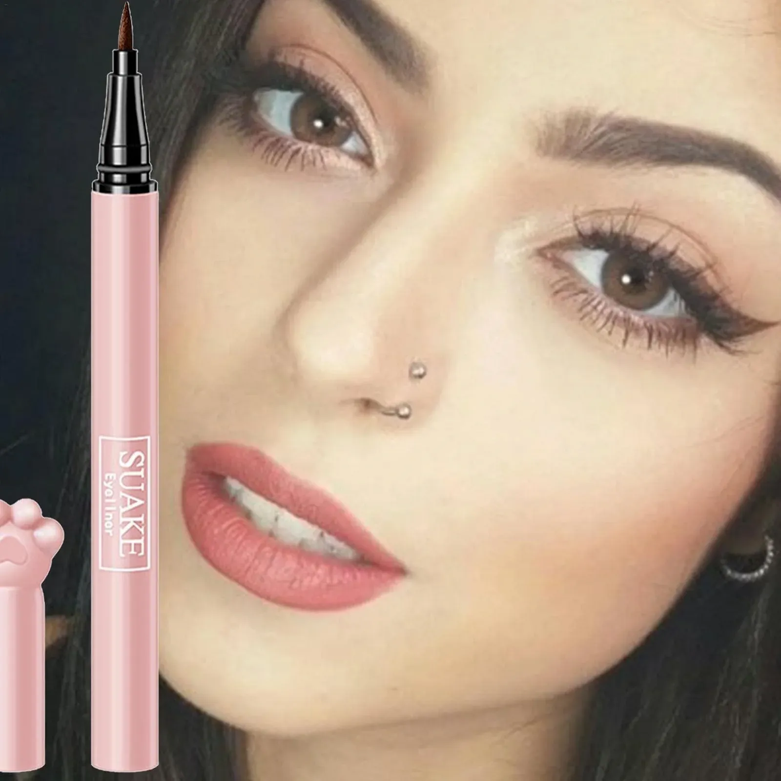 Жидкая Подводка для глаз Fowybe в форме кошачьей лапки, розовая, фото №3