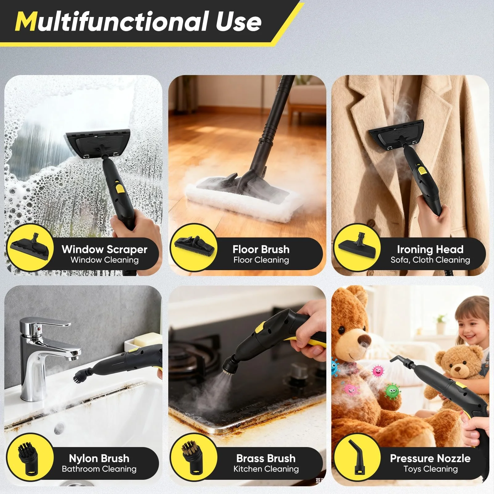 Пароочисник ручний 2100 Вт 2.1 л 5 бар 22 аксесуари, фото №5 Пароочисник ручний 2100 Вт 2.1 л 5 бар 22 аксесуари, фото №5