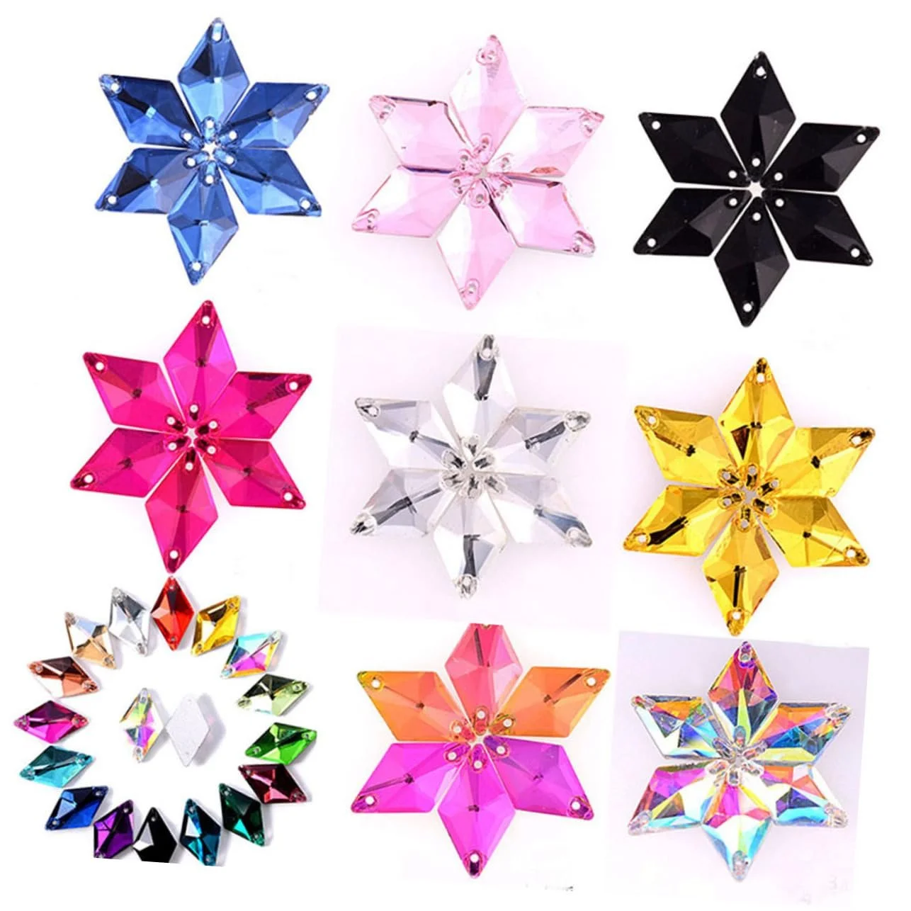 Стрази Плоскі Діамантові Кристали для шиття, 84 шт., фото №2