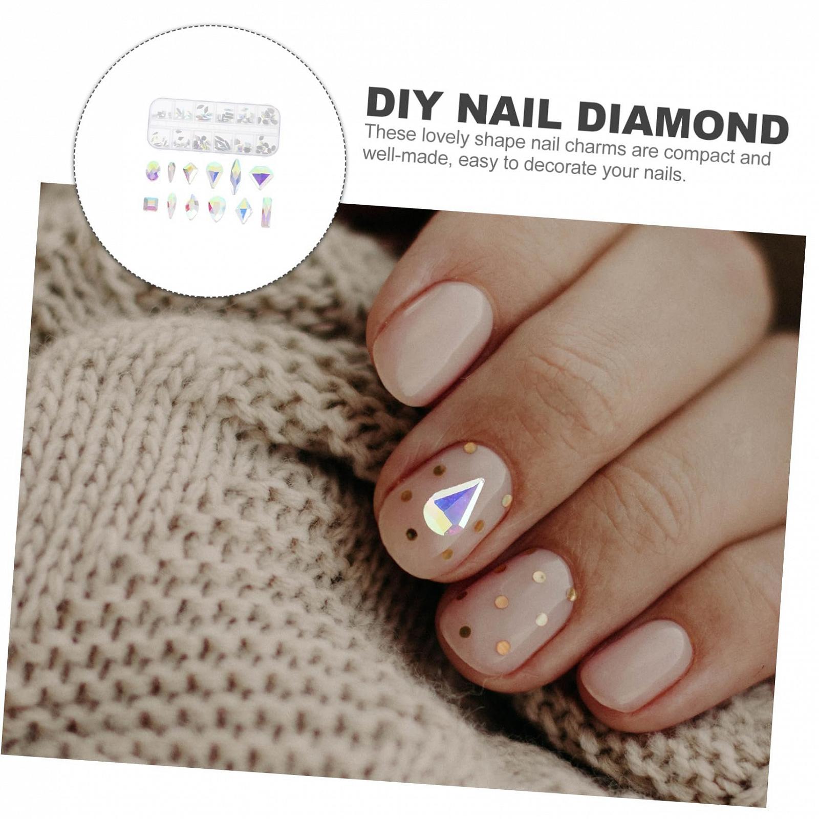 Стрази для нігтів PLAFOPE, набір 12 відділень, скляні кристали, фото №3