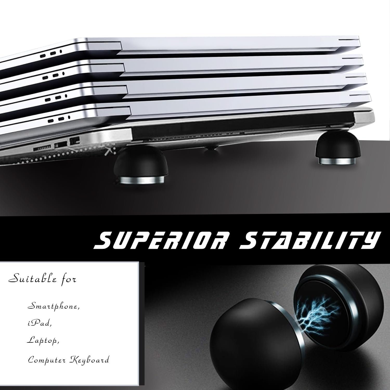 Подставка для ноутбука складная OYE, 2 портативные мини-подставки для ноутбука, невидимая охлаждающая подставка для ноутбука, охлаждающий офис, универсальная, нескользящая, для MacBook Pro Air, Surface Tablets (магнитная), фото №5