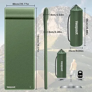 Кемпінговий мат Veapoot TTM004 194x67 см самонадувний  товщина 6 см максимум 300 кг Зелений synthetic.ua - Фото 1