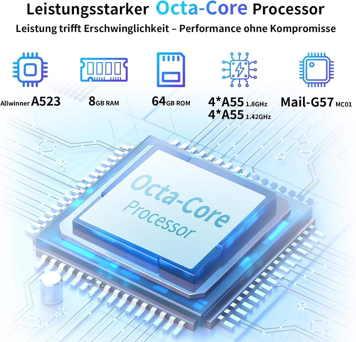 Планшет 10.1" AWOW P11 UTBook 3+5/64Gb 8 ядер Android 15 7000 mAh Синий, фото №4