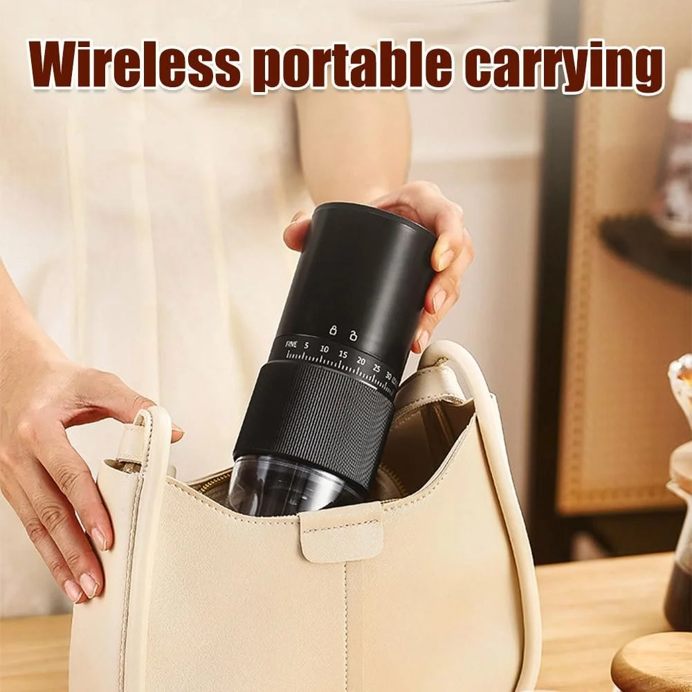 Електрична кавомолка Бездротова еспресо-кавомолка USB Перезаряджуваний з 30 регульованими налаштуваннями для дому, офісу, подорожей, фото №5