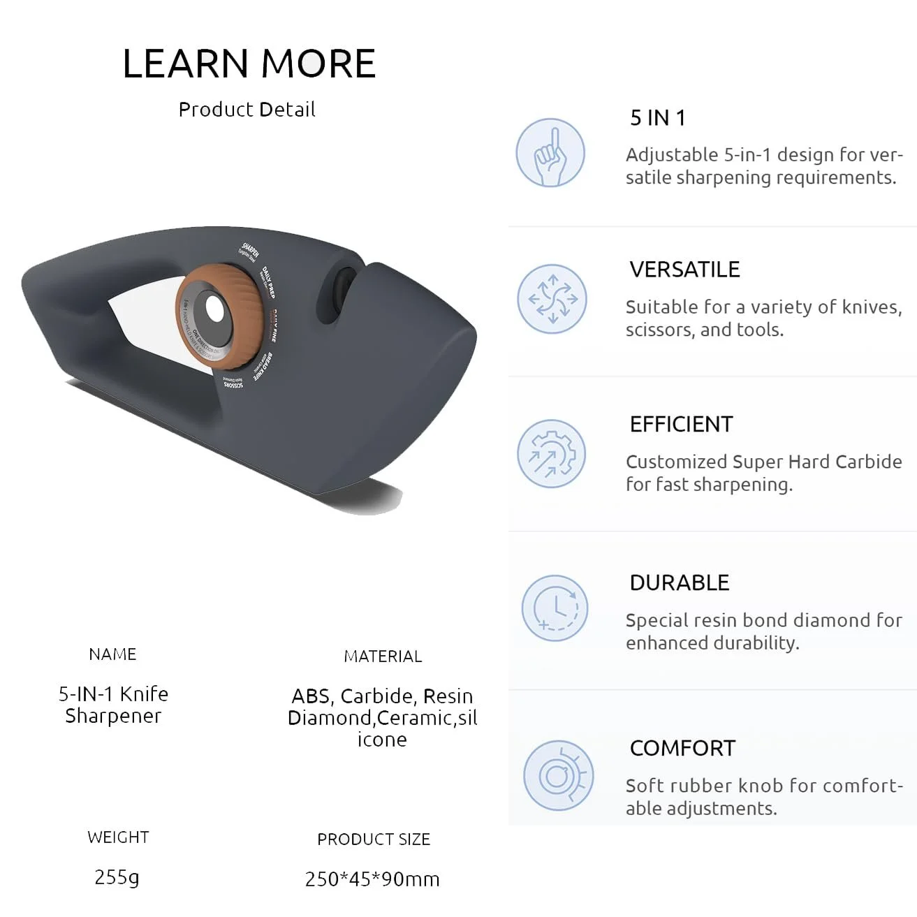 Точилка для ножів Erised Bifrost ручна професійна 5 рівнів регулювання кута вольфрамова сталь кераміка алмазна, фото №2