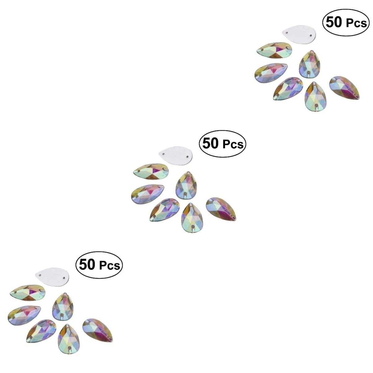 Стрази FRCOLOR Форма водоспаду 150 шт., смола, плоска задня частина, колір AB, фото №9