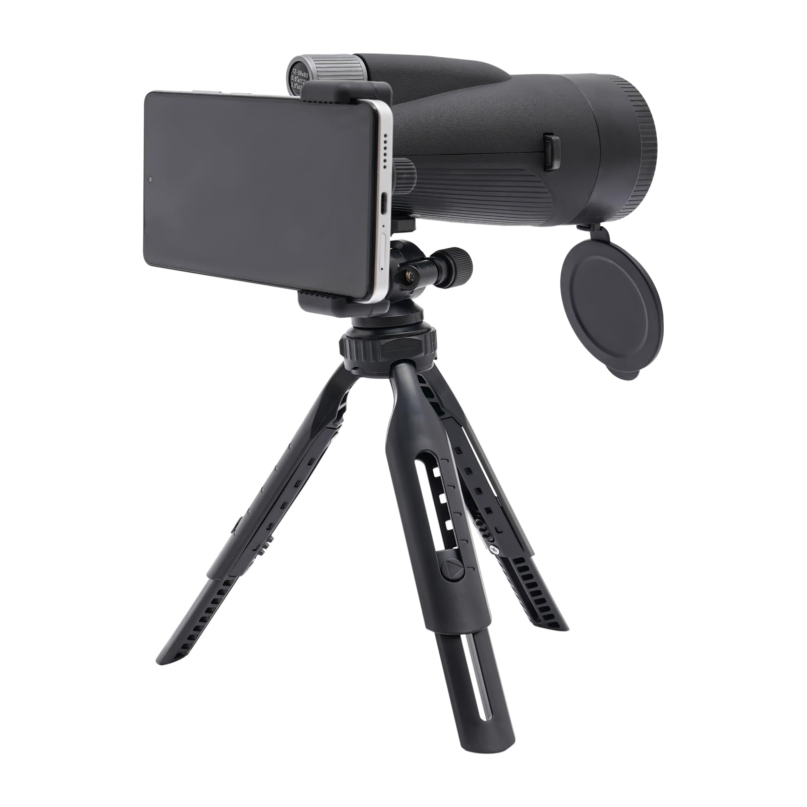 Монокулярний телескоп 12-36x60 з тримачем для штатива чорний, фото №1