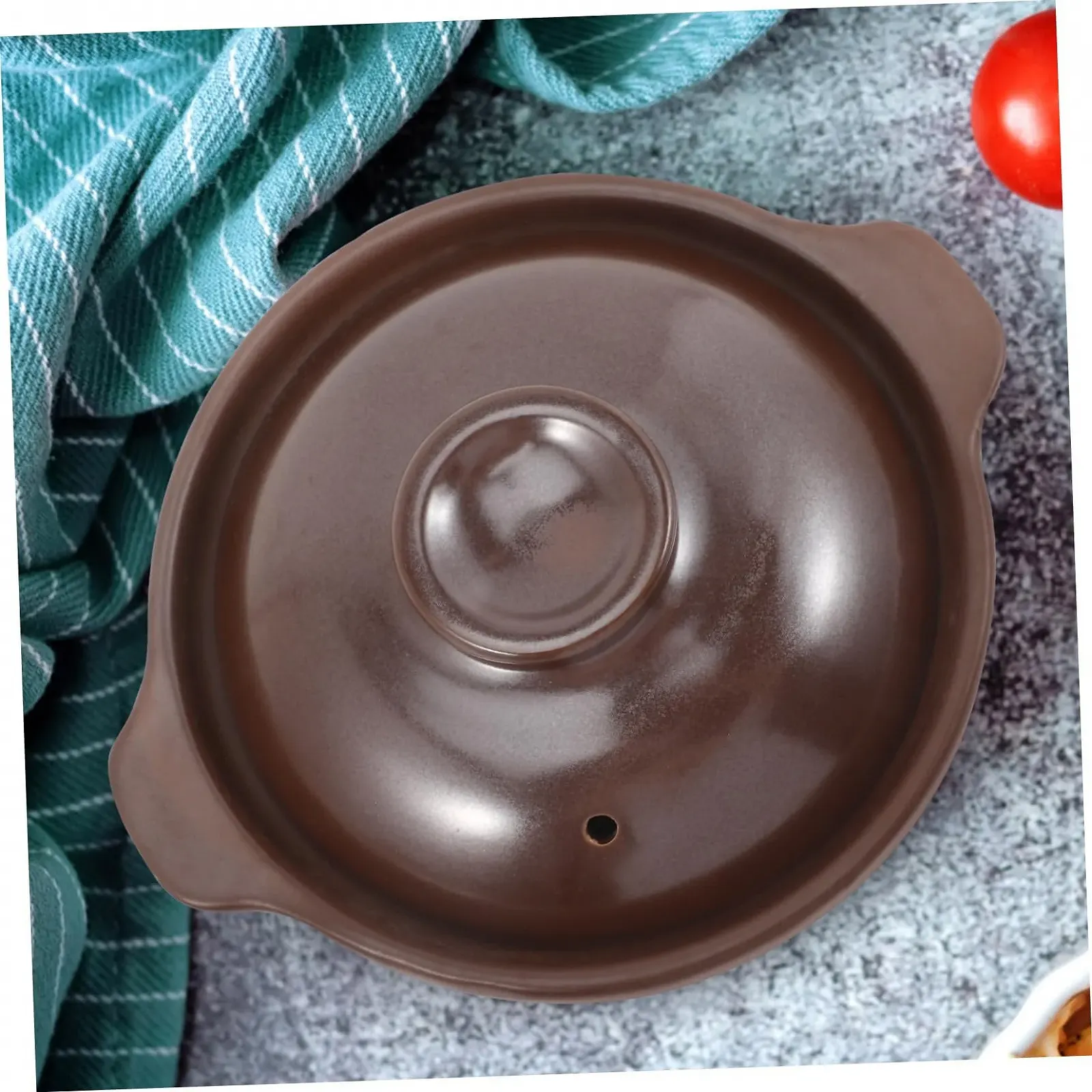 Кастрюля керамическая для тушения маленькая термостойкая с боковыми ручками коричневая, фото №5 Кастрюля керамическая для тушения маленькая термостойкая с боковыми ручками коричневая, фото №5