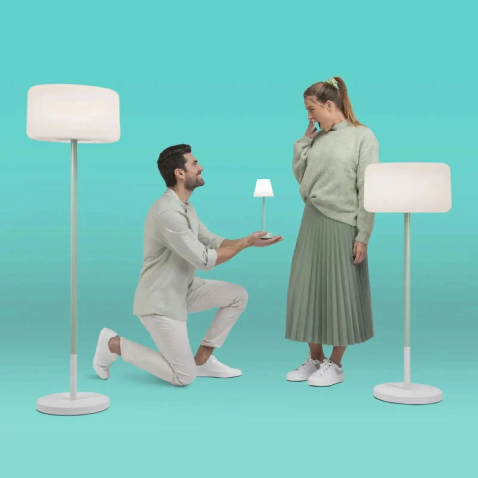 Настільна лампа LED акумуляторна дизайнерська біла з плавним регулюванням яскравості IP44 4000 K 320 мм, фото №4