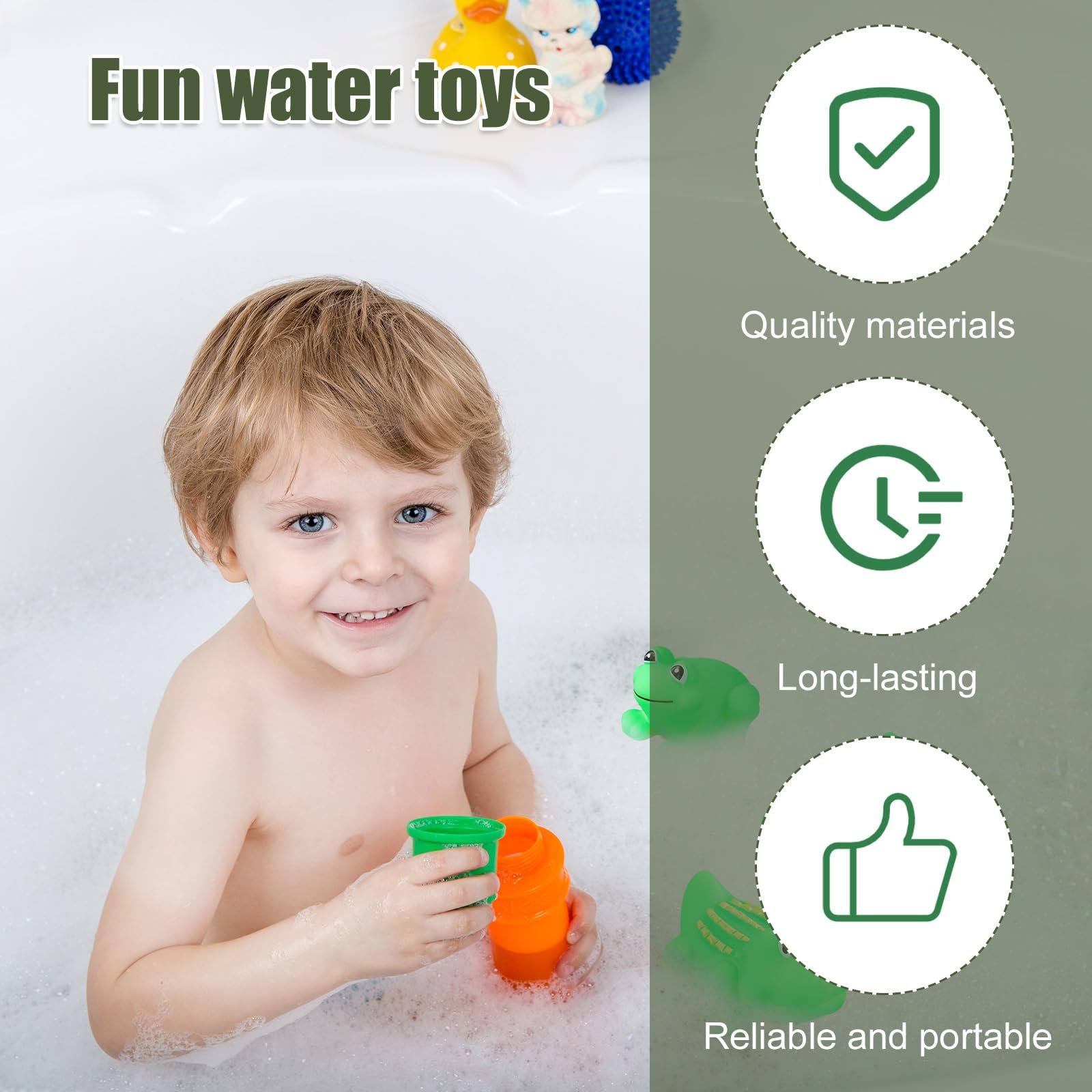 Іграшки для ванни Жаба та Алігатор Гумові пищалки 20 шт Зелений, фото №3