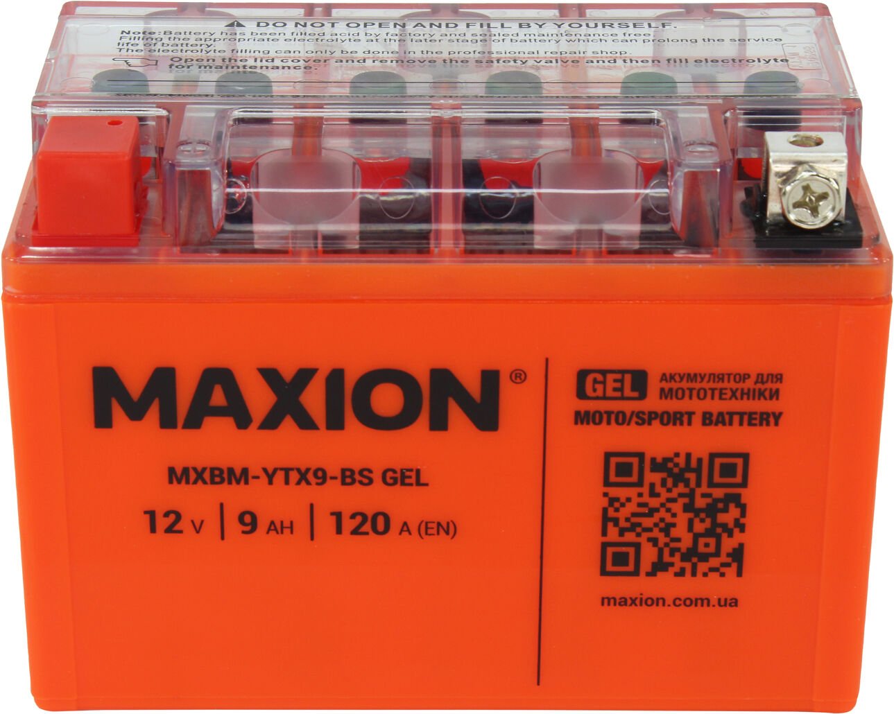 АКБ мото гелевий 12V 9-А/Ч L Maxion 152х88х106 YTX9-BS GEL, фото №1
