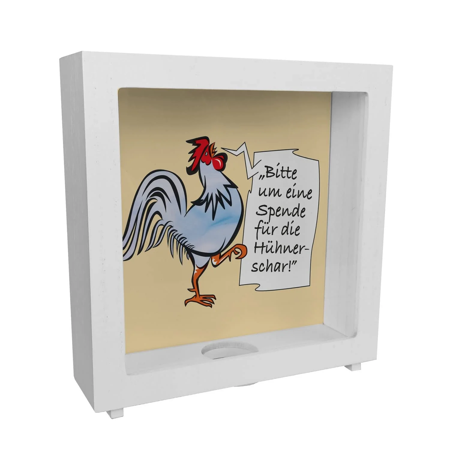 Скарбничка дерев'яна Півень синій з написом, фото №1