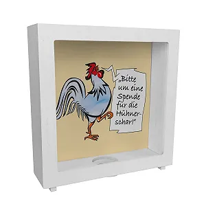 Скарбничка дерев'яна Півень синій з написом - Фото 1