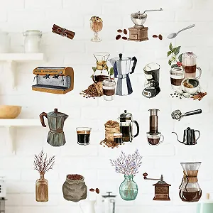 Наклейка на стіну Runtoo Кавова чашка та зерна Самоклеюча synthetic.ua - Фото 1