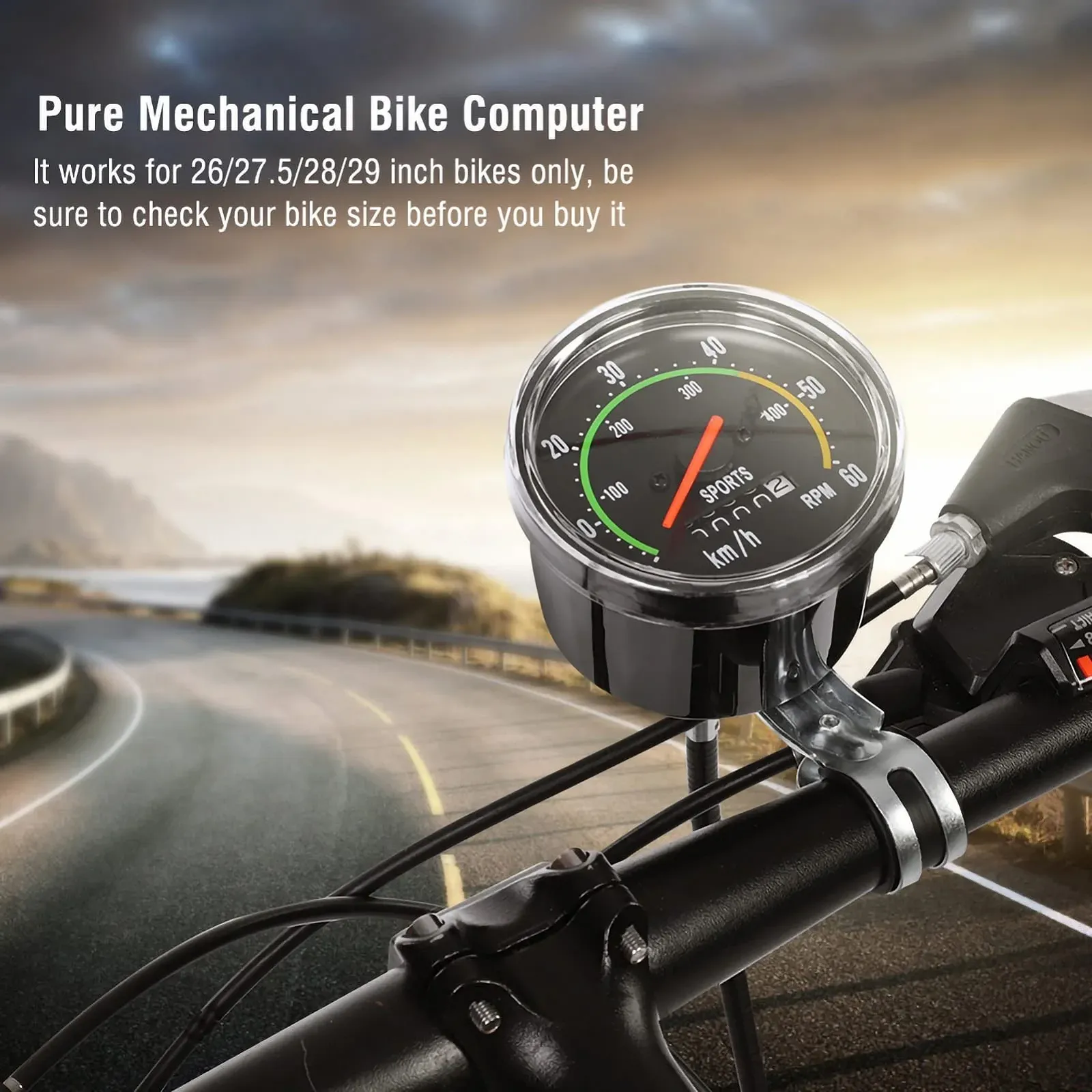 Велосипедний спідометр Analogue Retro 26 28 29 дюймів Mechanical Odometer Дротовий, фото №2