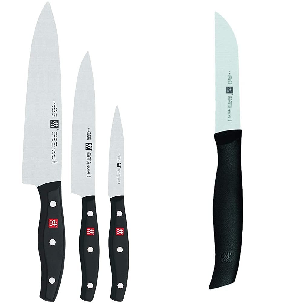 Набор ножей ZWILLING Twin Pollux, 3 предмета: нож для очистки/украшения, нож для мяса, нож шеф-повара, специальная нержавеющая сталь, пластиковая ручка, черный, фото №1