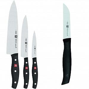 Набор ножей ZWILLING Twin Pollux, 3 предмета: нож для очистки/украшения, нож для мяса, нож шеф-повара, специальная нержавеющая сталь, пластиковая ручка, черный - Фото 1