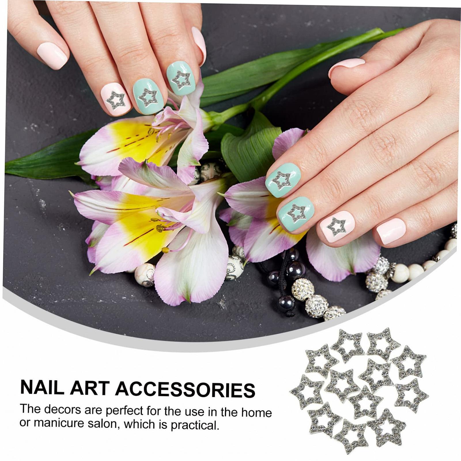 Подвески для ногтей в форме звезды 12 шт. Декоративные аксессуары для нейл-арта со стразами для акриловых ногтей, фото №5