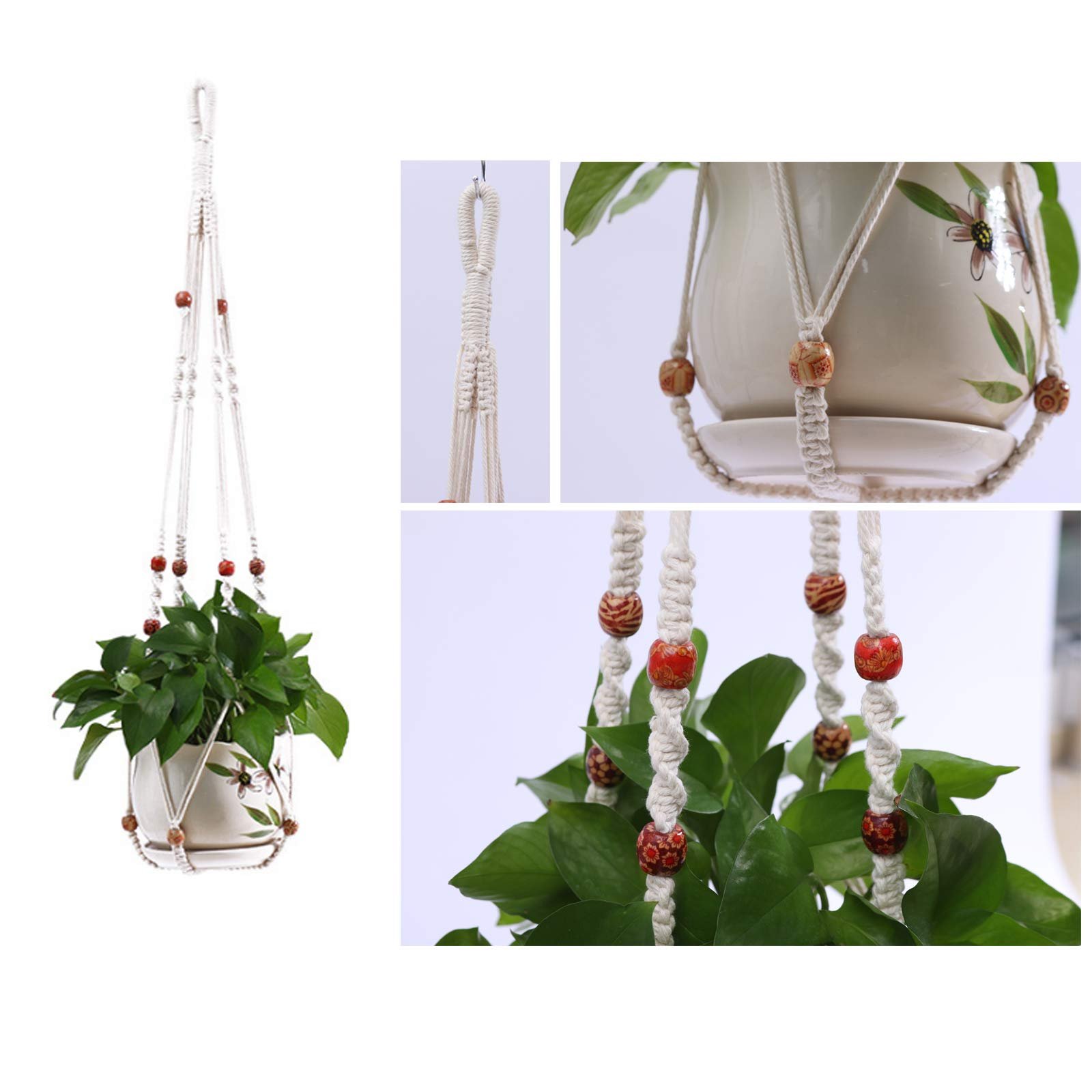 Тримачі для рослин макраме 3 шт. Бавовняні ручної роботи Кремові, фото №7