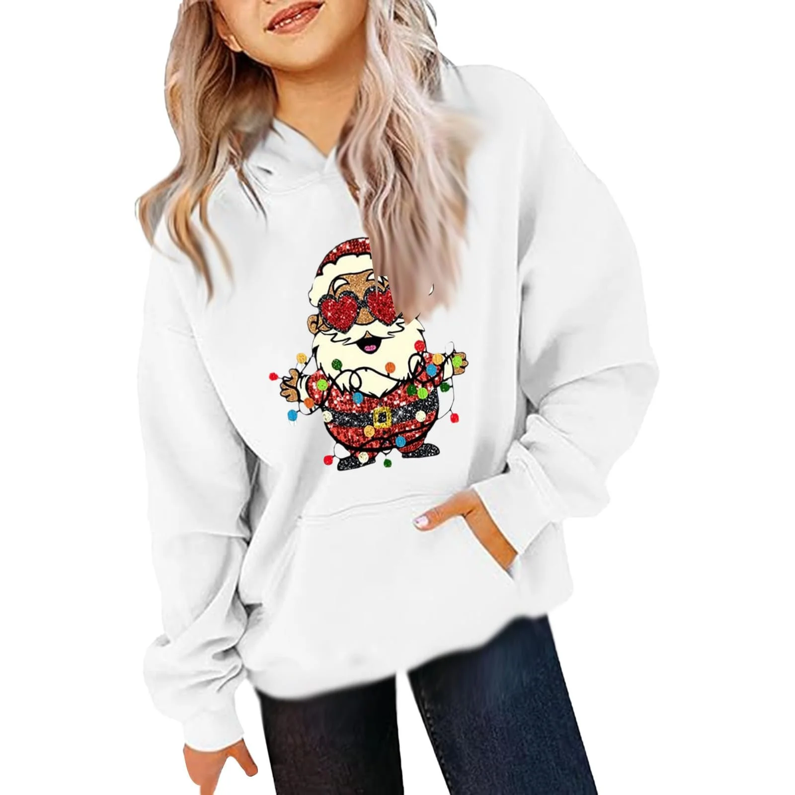 Різдвяний світшот Дитячий Санта Клаус в сонцезахисних окулярах у формі серця, фото №2