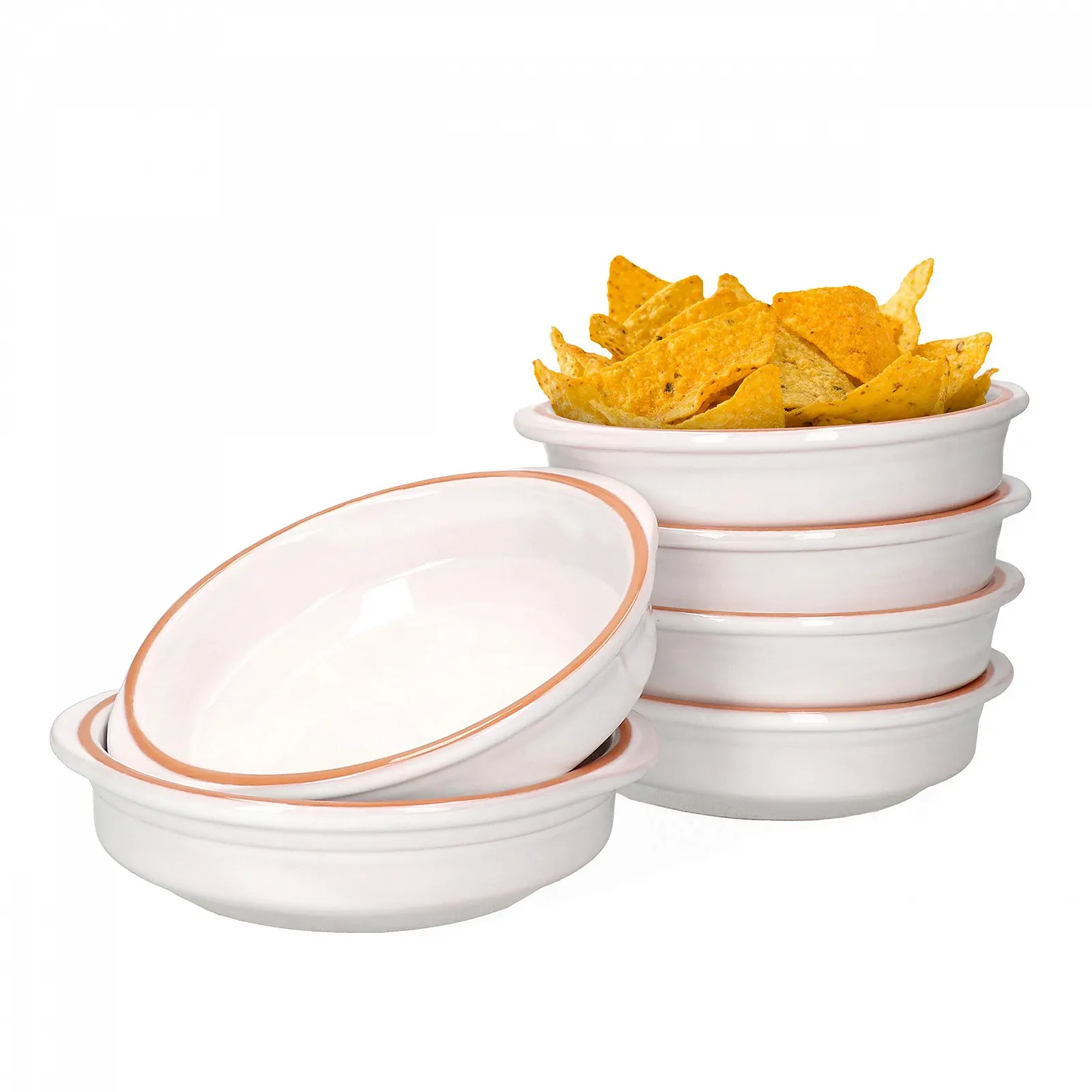 Набір форм для запікання MamboCat Cazuela Ille 6 шт. 16,5 см 300 мл Круглі Керамічні Білі глазуровані, фото №2