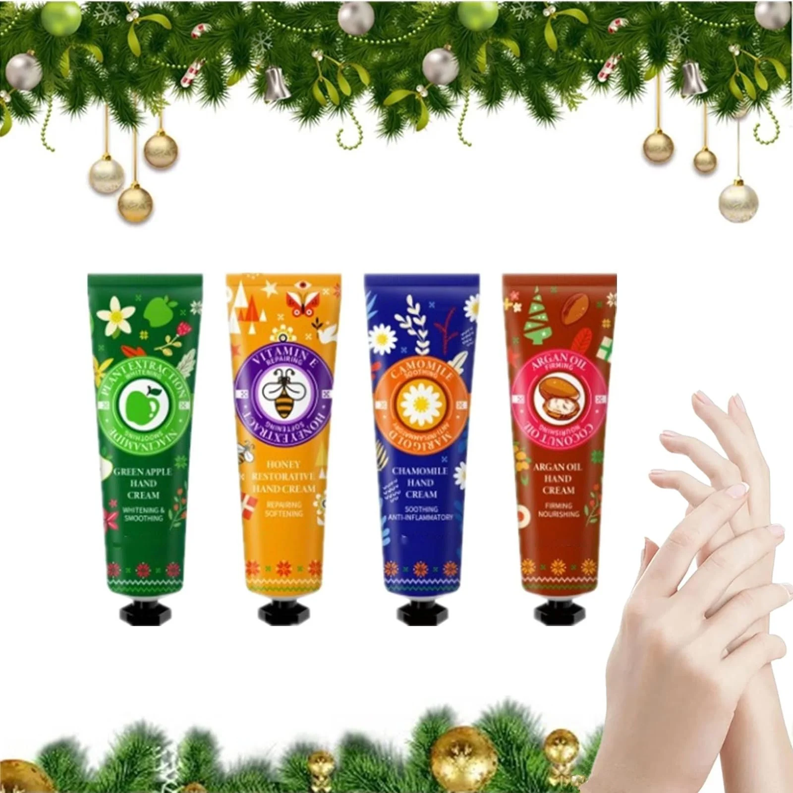Крем для рук Набір Різдвяний, Набір кремів для рук, 4 шт, фото №1