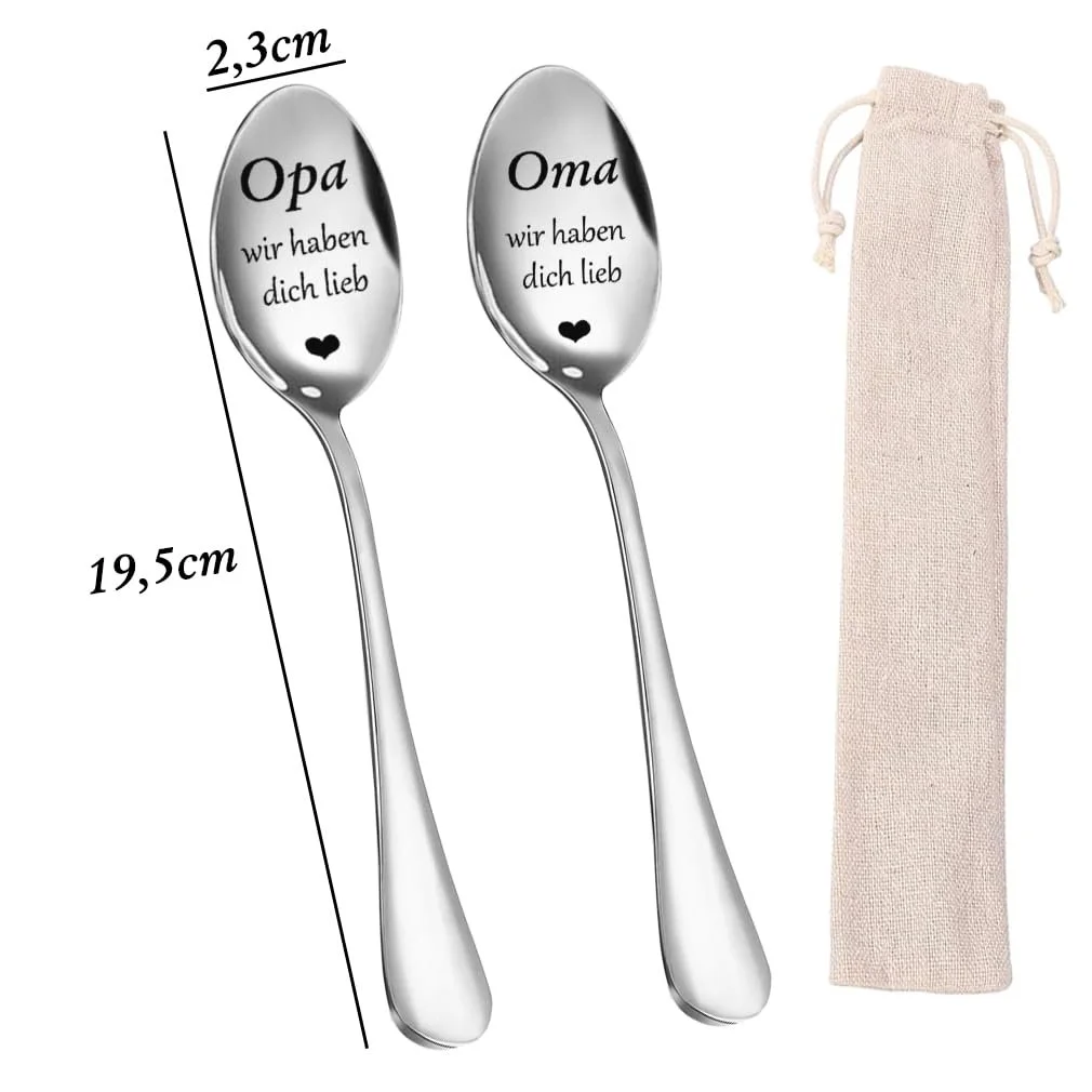 Ложка з нержавіючої сталі з гравіюванням Дідусю Бабусю ми любимо тебе, фото №2