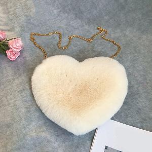 Сумка Модна Love Bag Персикове Серце Жіноча Ланцюгова Плюшева на Плече Вовняна Плюшева Серце Форма - Фото 1