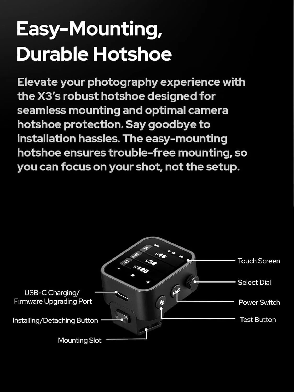 Беспроводной синхронизатор Godox X3L Touchscreen TTL HSS 1/8000s 32 канала 99 ID USB-C, фото №7 Беспроводной синхронизатор Godox X3L Touchscreen TTL HSS 1/8000s 32 канала 99 ID USB-C, фото №7