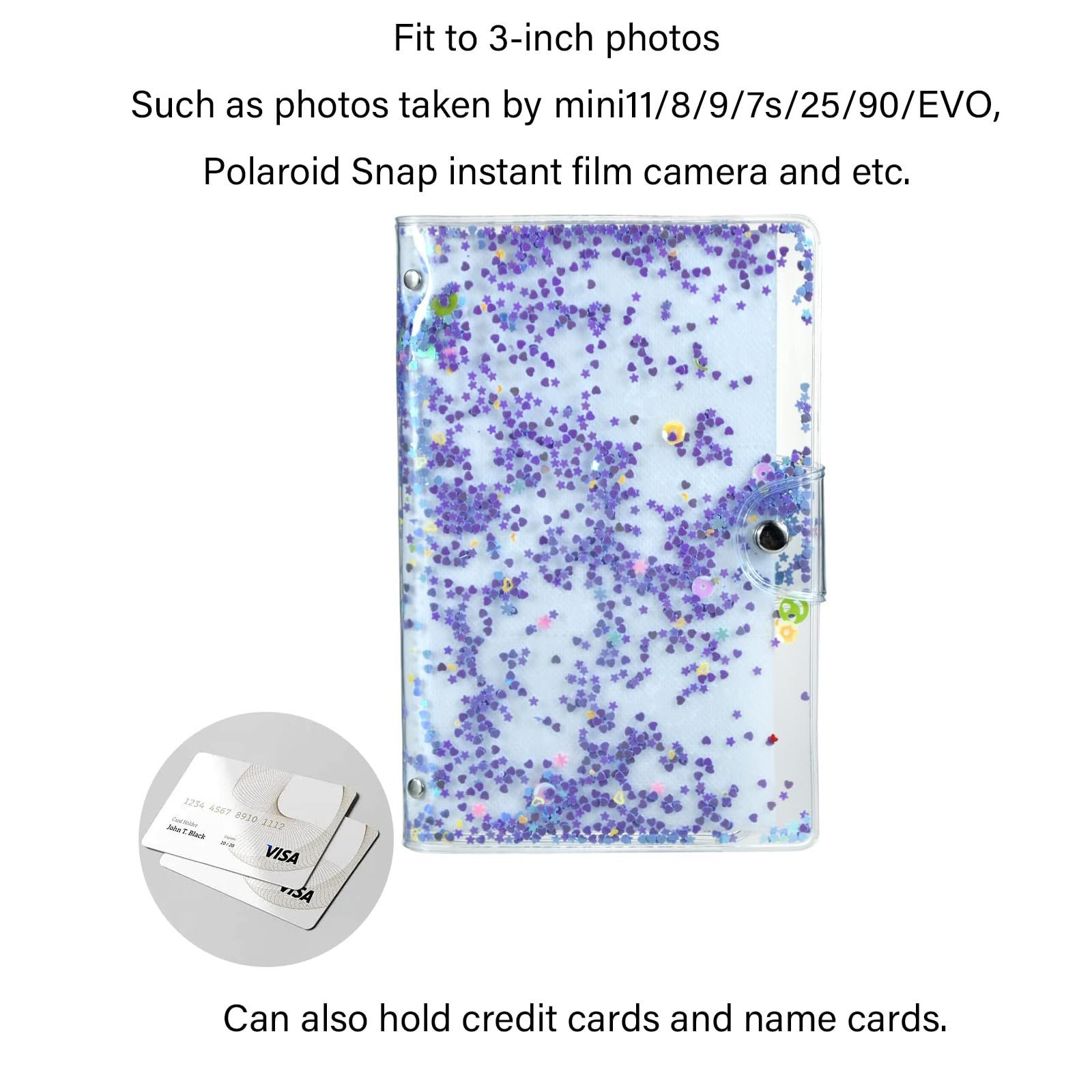 Мини-альбом для фото 96 карманов 3 дюйма для Fuji Instax Mini / Polaroid Snap С блестками, фото №2