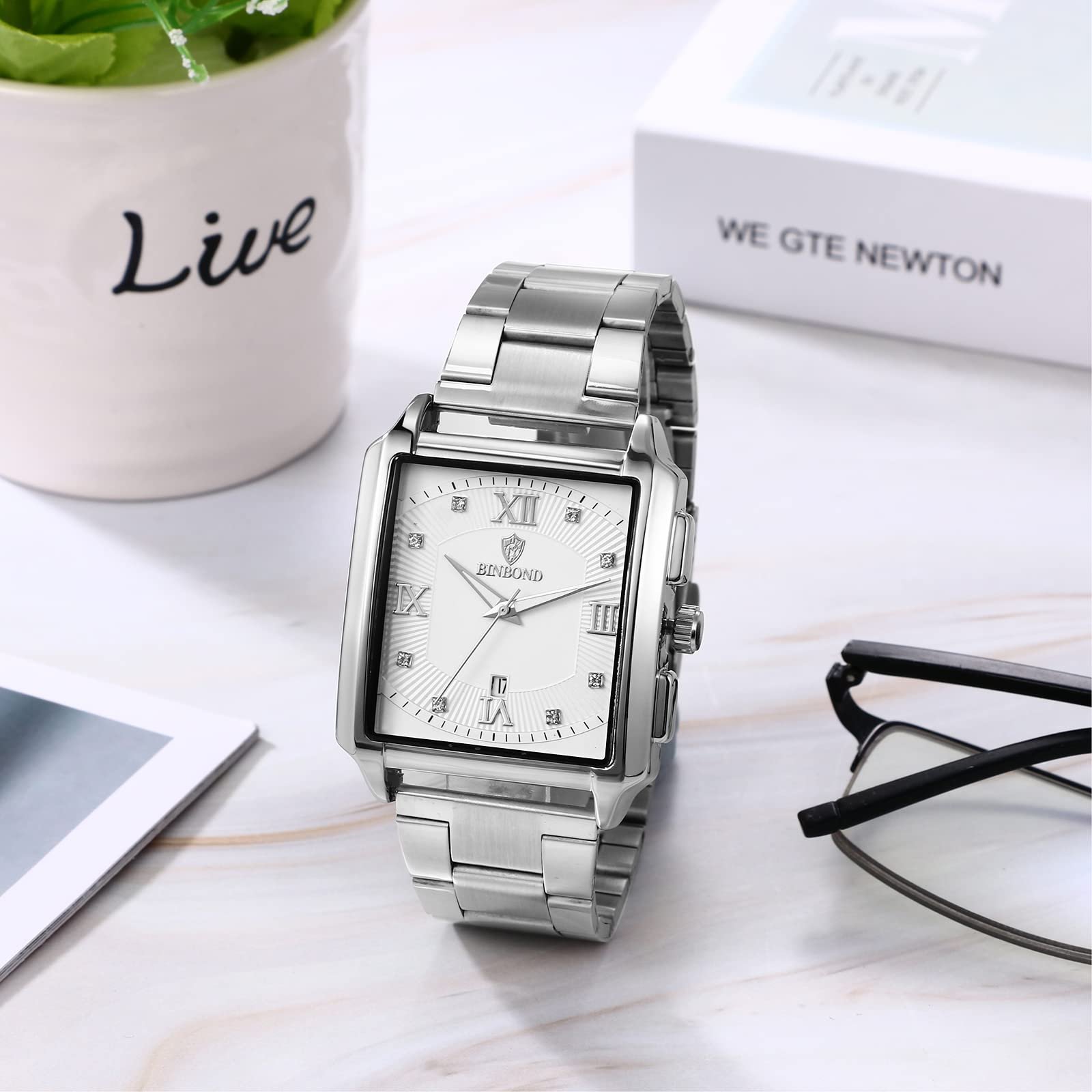 Часы JewelryWe Digital Watch Stainless Steel Rectangle Bezel LED Sports Watch Black/Silver, фото №6