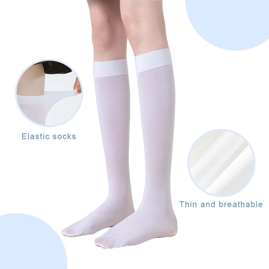 Женские гольфы AYV, поддерживающие чулки, нейлоновые чулки, женские чулки, компрессионные чулки, летние женские компрессионные чулки (белые), белый, фото №3