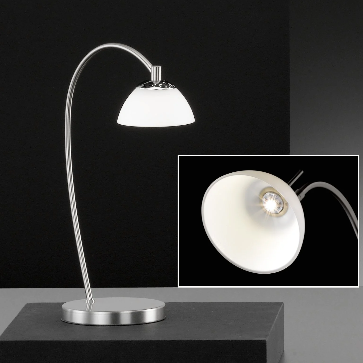 Настільна лампа Honsel Leuchten Julie 96941 Матовий нікель/хром, фото №3