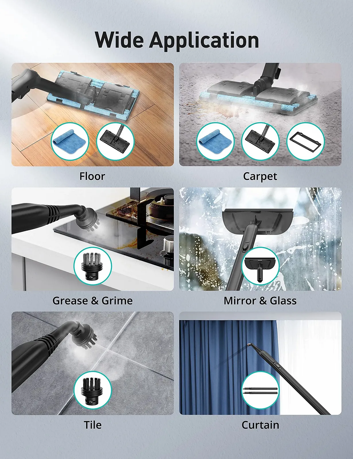 Пароочисник Aspiron 1,5 л 21 аксесуар Blue, фото №3 Пароочисник Aspiron 1,5 л 21 аксесуар Blue, фото №3