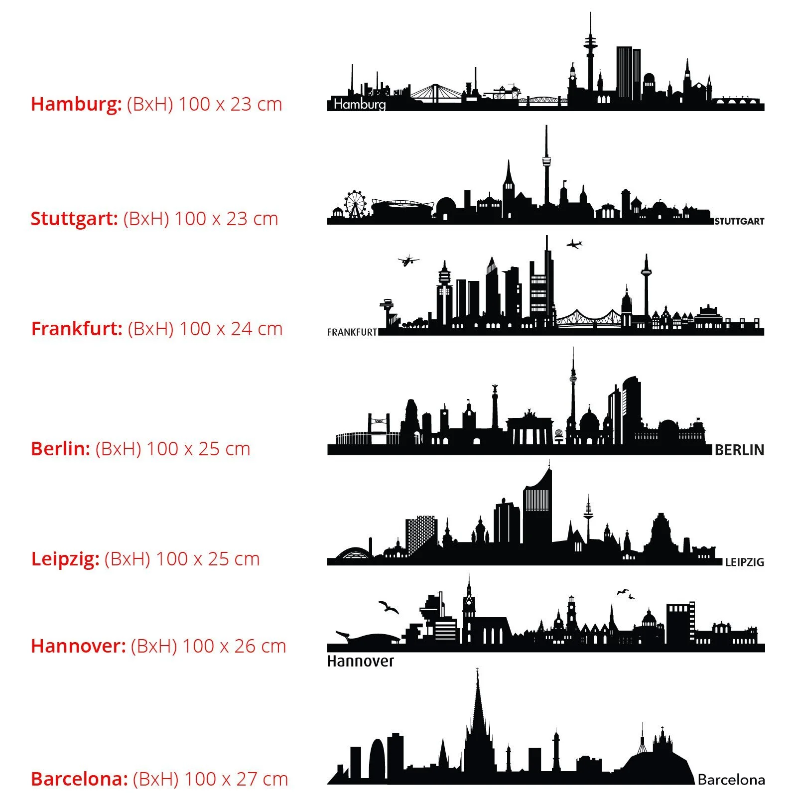 Наклейка на стіну Wandora New York Skyline W1366 100 x 35 см чорна, фото №4